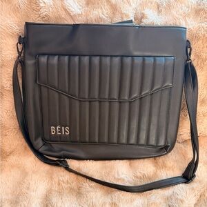 BEIS Black Faux Leather Tote
